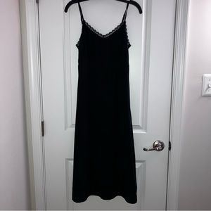 NAUTICAL | Vintage spaghetti straps black silk midi dress | size XS/TP